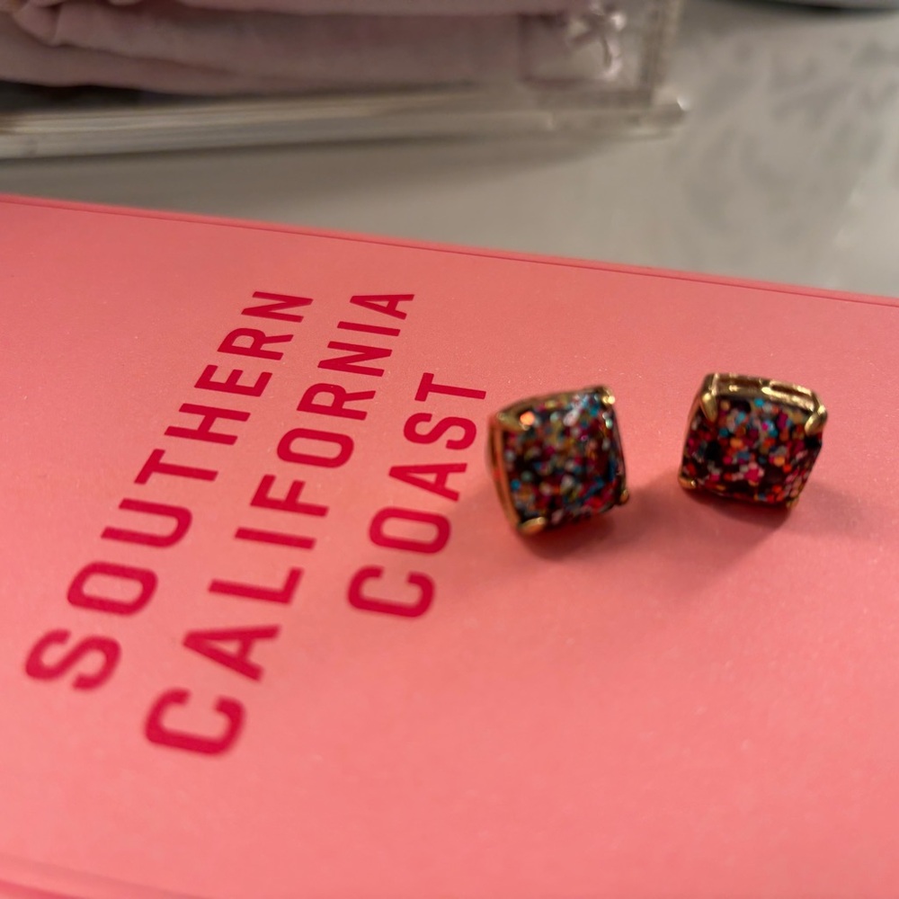 Kate Spade multi colored confetti square studs
